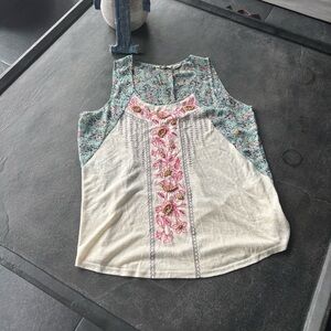 Miss Me Embroidered Floral Tank Top – Size Large